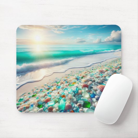 Hübscher Ocean Beach mit Sea Glass Mousepad (Mit Mouse)