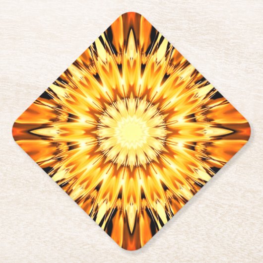 Hübscher Orange-Sternexplosion-Designpapier-Unters Untersetzer (Vorderseite)