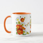 Hübscher Orange- und Weißmohntext Tasse (Links)
