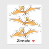 Hübscher Orangenpterodactylus-Cartoon Aufkleber (Blatt)