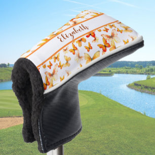 Hübscher Orangenschmetterling mit individuelle Nam Golf Headcover