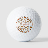 Hübscher Orangenschmetterling mit individuelle Nam Golfball (Vorderseite)