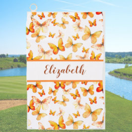 Hübscher Orangenschmetterling mit individuelle Nam Golfhandtuch