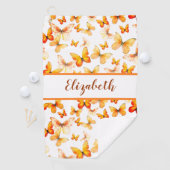 Hübscher Orangenschmetterling mit individuelle Nam Golfhandtuch (Insitu)