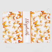 Hübscher Orangenschmetterling mit individuelle Nam Golfhandtuch (Horizontal)