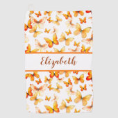 Hübscher Orangenschmetterling mit individuelle Nam Golfhandtuch (Vorderseite)