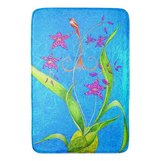 Hübscher Orchid Bird Badematte (Vorderseite Vertikal)