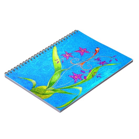 Hübscher Orchid Bird Notizblock (Linke Seite)