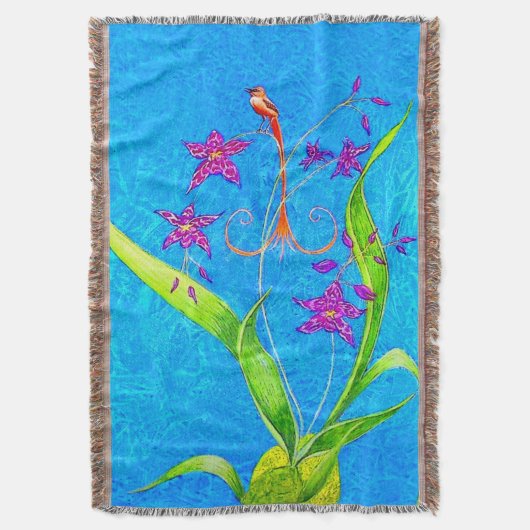 Hübscher Orchid Bird Throw Blanket Decke (Vorderseite Vertikal)