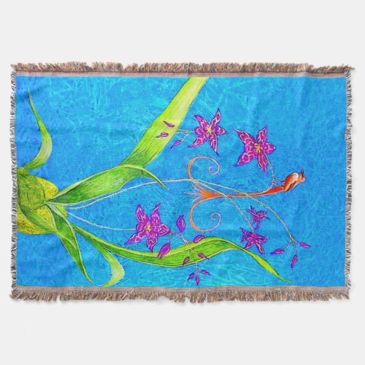 Hübscher Orchid Bird Throw Blanket Decke (Vorderseite)