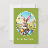 Hübscher Osterhase in Landschaft -  Einladung (Vorderseite)