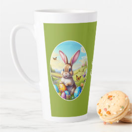 Hübscher Osterhase in Landschaft -  Milchtasse
