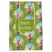 Hübscher Osterhase in Landschaft -  Mittlere Geschenktüte (Rückseite)