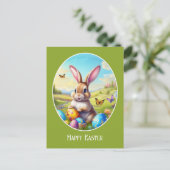 Hübscher Osterhase in Landschaft -  Postkarte (Stehend Vorderseite)