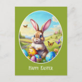 Hübscher Osterhase in Landschaft -  Postkarte (Vorderseite)