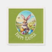 Hübscher Osterhase in Landschaft -  Serviette (Vorderseite)