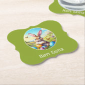 Hübscher Osterhase in Landschaft -  Untersetzer (angewinkelt)