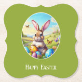 Hübscher Osterhase in Landschaft -  Untersetzer (Vorderseite)