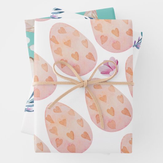 Hübscher Osterhasen und Eier Geschenkpapier Set (Beispiel)