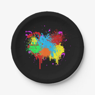 Hübscher Paint-Spritzer-Malvorgang Abstrakter Art Pappteller