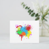 Hübscher Paint-Spritzer-Malvorgang Abstrakter Art Postkarte (Stehend Vorderseite)
