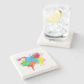 Hübscher Paint-Spritzer-Malvorgang Abstrakter Art Steinuntersetzer (Seitenansicht)