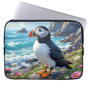 Hübscher Papageientaucher am Meeresstrand themed   Laptopschutzhülle