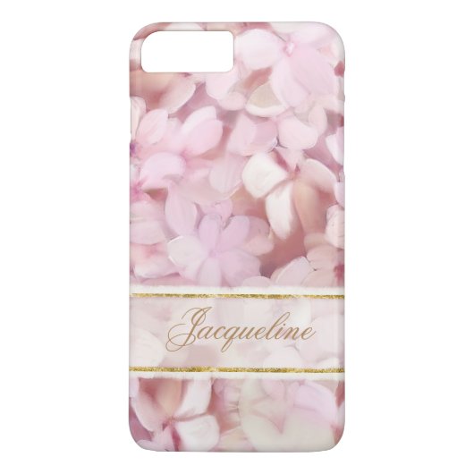 Hübscher Pariser Stil Rosa Hydrangea Glitzer Case-Mate iPhone Hülle (Rückseite)