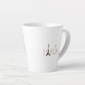 Hübscher Pariser Text & Eiffelturm Latte Kaffeemas Milchtasse (Rechte Ecke)