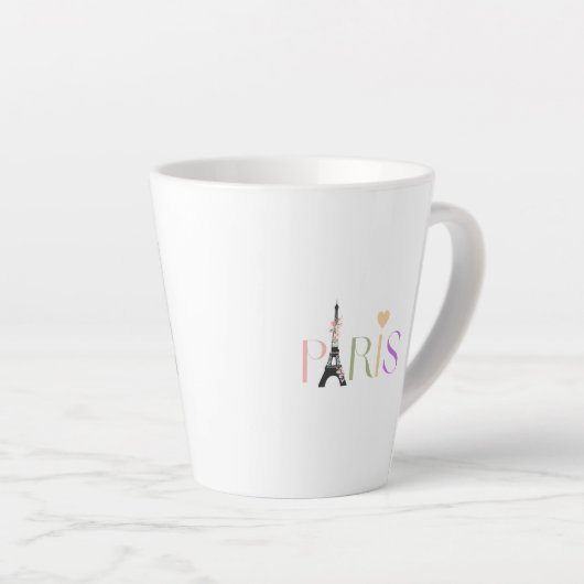 Hübscher Pariser Text & Eiffelturm Latte Kaffeemas Milchtasse (Rechte Ecke)