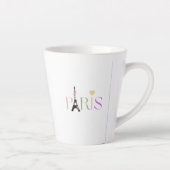 Hübscher Pariser Text & Eiffelturm Latte Kaffeemas Milchtasse (Rechts)