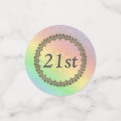 Hübscher Pastel Rainbow 21. Geburtstag Konfetti (Klein Vorderseite)