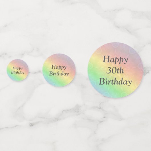 Hübscher Pastel Rainbow 30. Geburtstag Konfetti (Rückseiten)
