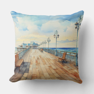 HÜBSCHER PASTEL WATERCOLOR BOARDWALK UND STRAND KISSEN