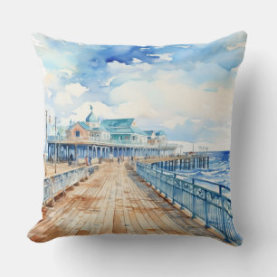 HÜBSCHER PASTEL WATERCOLOR BOARDWALK UND STRAND KISSEN