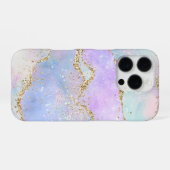 Hübscher Pastell-Achat | Wasserfarbe mit goldener  iPhone Hülle (Rückseite (Horizontal))
