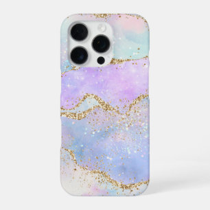 Hübscher Pastell-Achat Wasserfarbe mit goldener iPhone 16 Pro Hülle