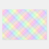 Hübscher Pastell Rainbow Karo Gingham Geschenkpapier Set (Vorderseite 3)