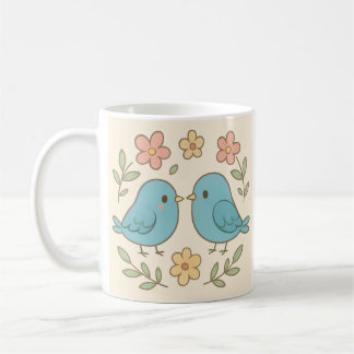 Hübscher Pastell-Vogel-Druckbecher Kaffeetasse