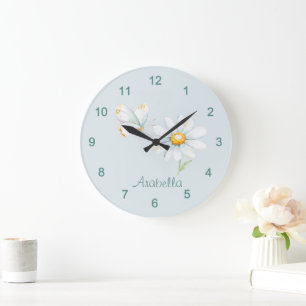 Hübscher Pastell-Wasserfarben-Schmetterling und Gä Große Wanduhr