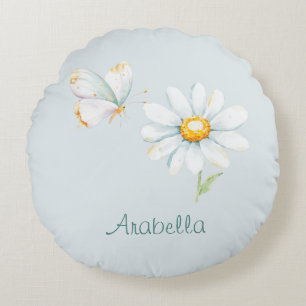 Hübscher Pastell-Wasserfarben-Schmetterling und Gä Rundes Kissen