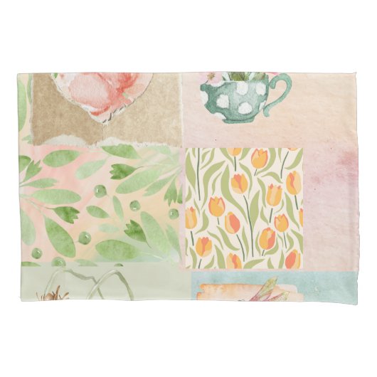 Hübscher pastellfarbener Hintergrund Botanisches M Kissenbezug (Vorderseite)