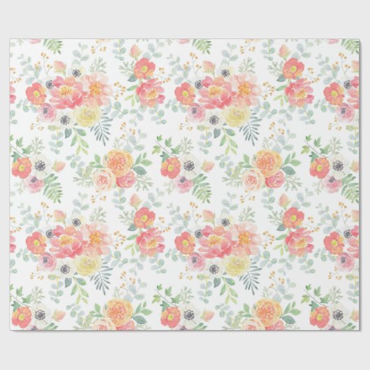 Hübscher PastellWatercolor mit Blumen Geschenkpapier (Flach)