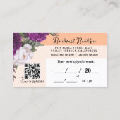 Hübscher Peach floral Hair Stylist Ernennung QR Visitenkarte (Rückseite)