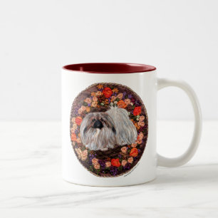 Hübscher Pekingese-Blumen-Design-Becher Zweifarbige Tasse