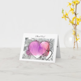 Hübscher Pen und Tinte und Aquarellfarbe Valentine Karte