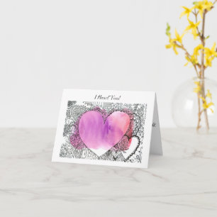 Hübscher Pen und Tinte und Aquarellfarbe Valentine Karte