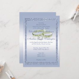 Hübscher Periwinkle Glitzer & Hochzeitsrings Einladung