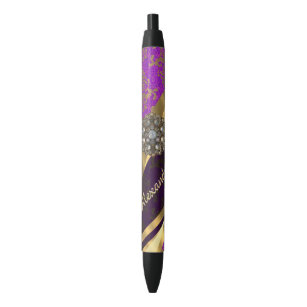Hübscher personalisierter girly lila Damast Patten Kugelschreiber