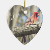 Hübscher Personalisierter Kardinal Foto Herzdekora Keramik Ornament (Rechts)